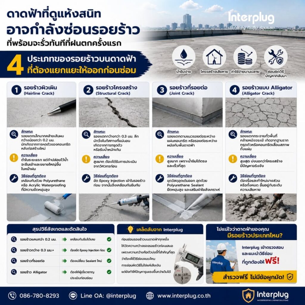 รู้จัก 4 ประเภทรอยร้าวบนดาดฟ้า
