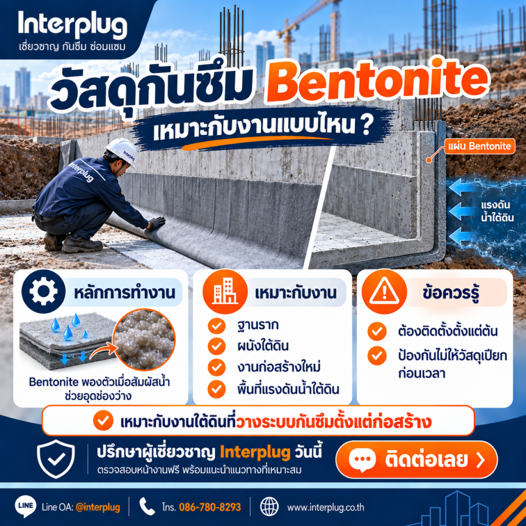 วัสดุกันซึมแบบ Bentonite เหมาะกับงานแบบไหน
