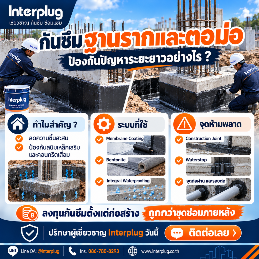 กันซึมฐานรากและตอม่อ (Foundation Waterproofing) ป้องกันปัญหาระยะยาวอย่างไร